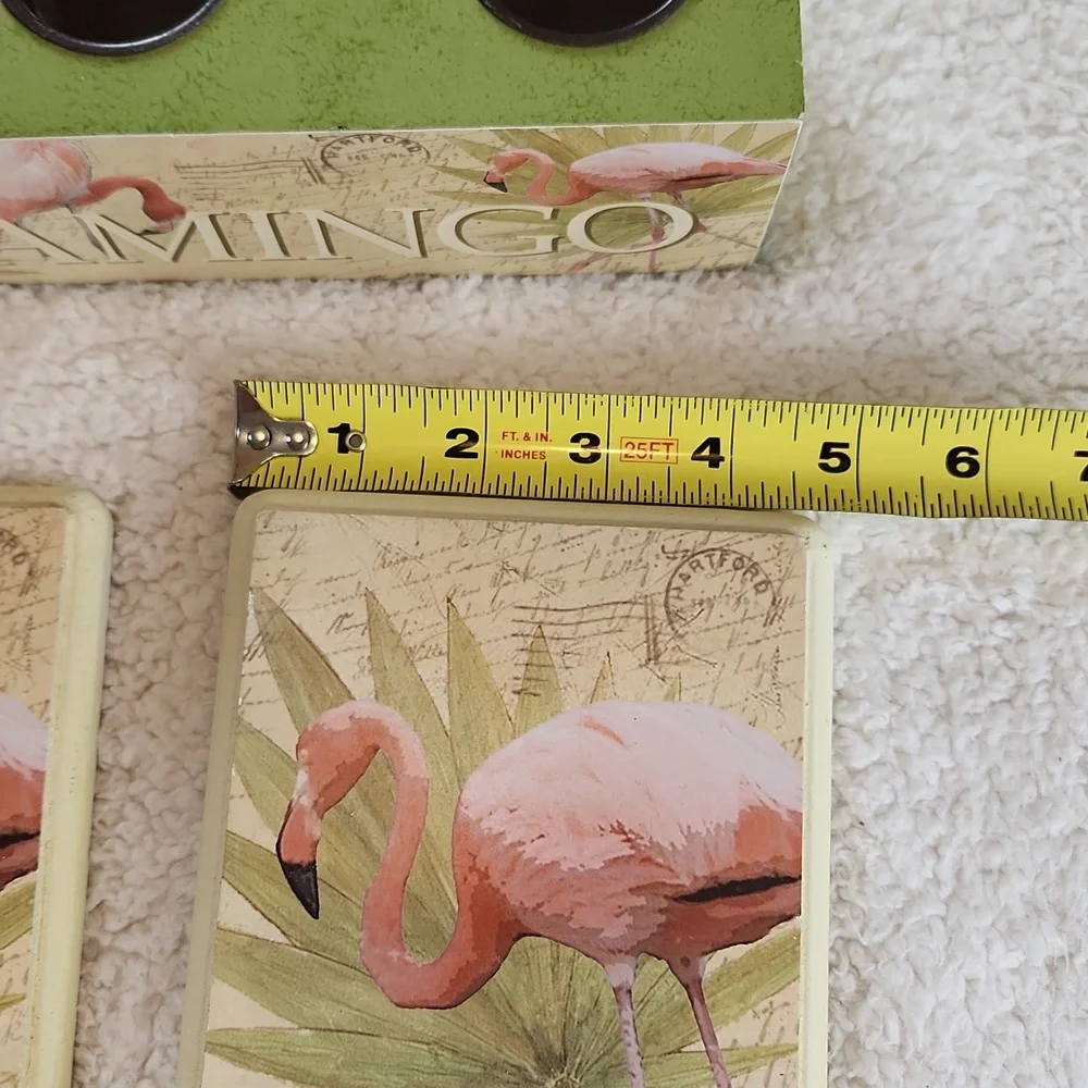 FLAMINGO tea light holder and wall  hangers. Pink green and cream.  So pretty!